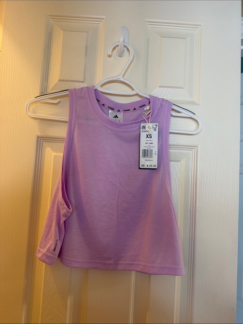 Adidas Cropped Training Essentials Boxy Workout Tank Top | Lilac Bliss - Picture 8 of 14